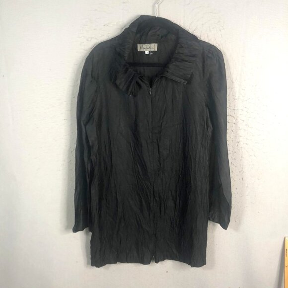 Marie Saint Pierre Jacket Womens Large Textured Zip Front Lightweight Designer - Picture 1 of 12